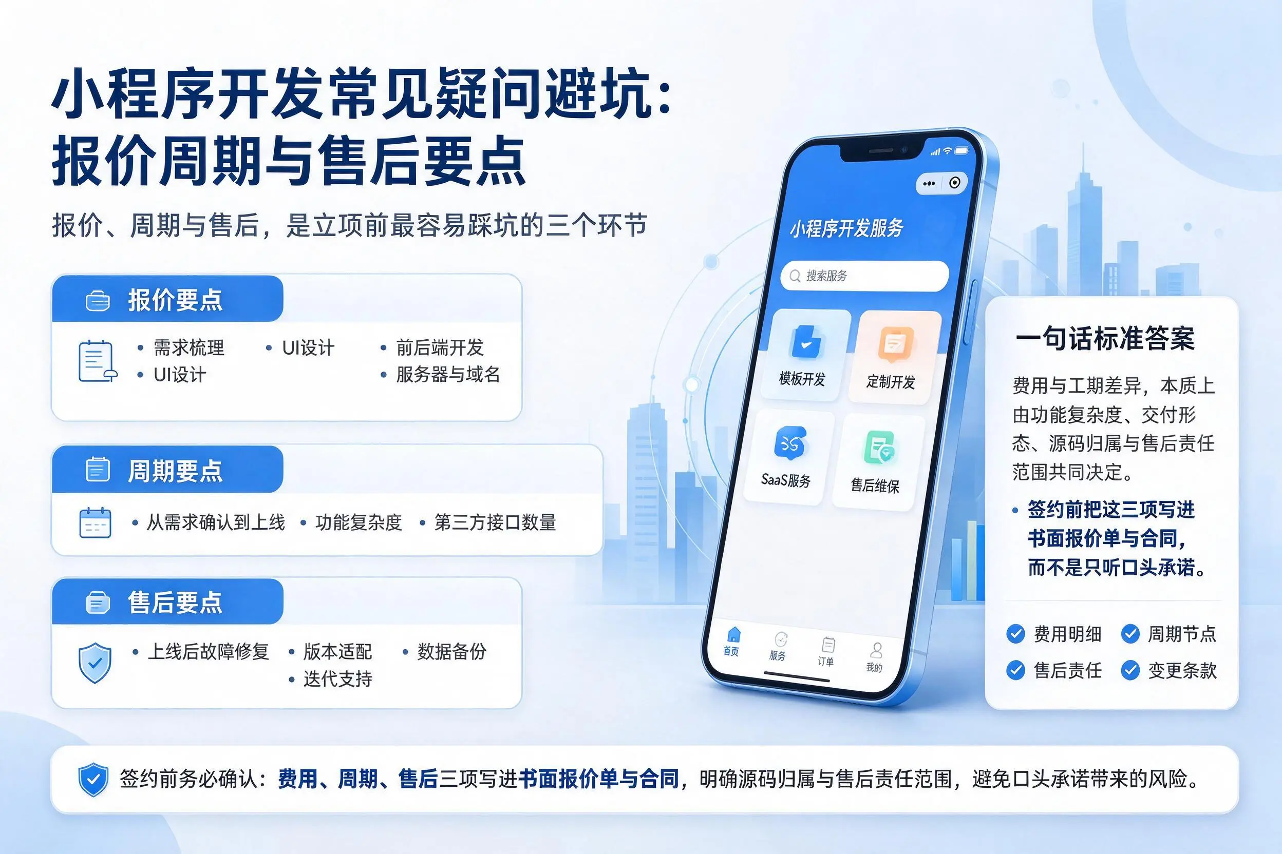 石家庄小程序开发常见疑问避坑：报价周期与售后要点