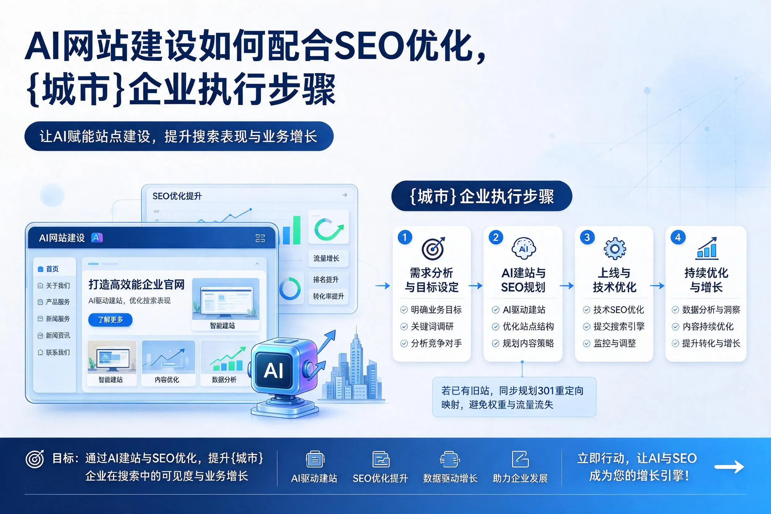 AI网站建设如何配合SEO优化,石家庄企业执行步骤