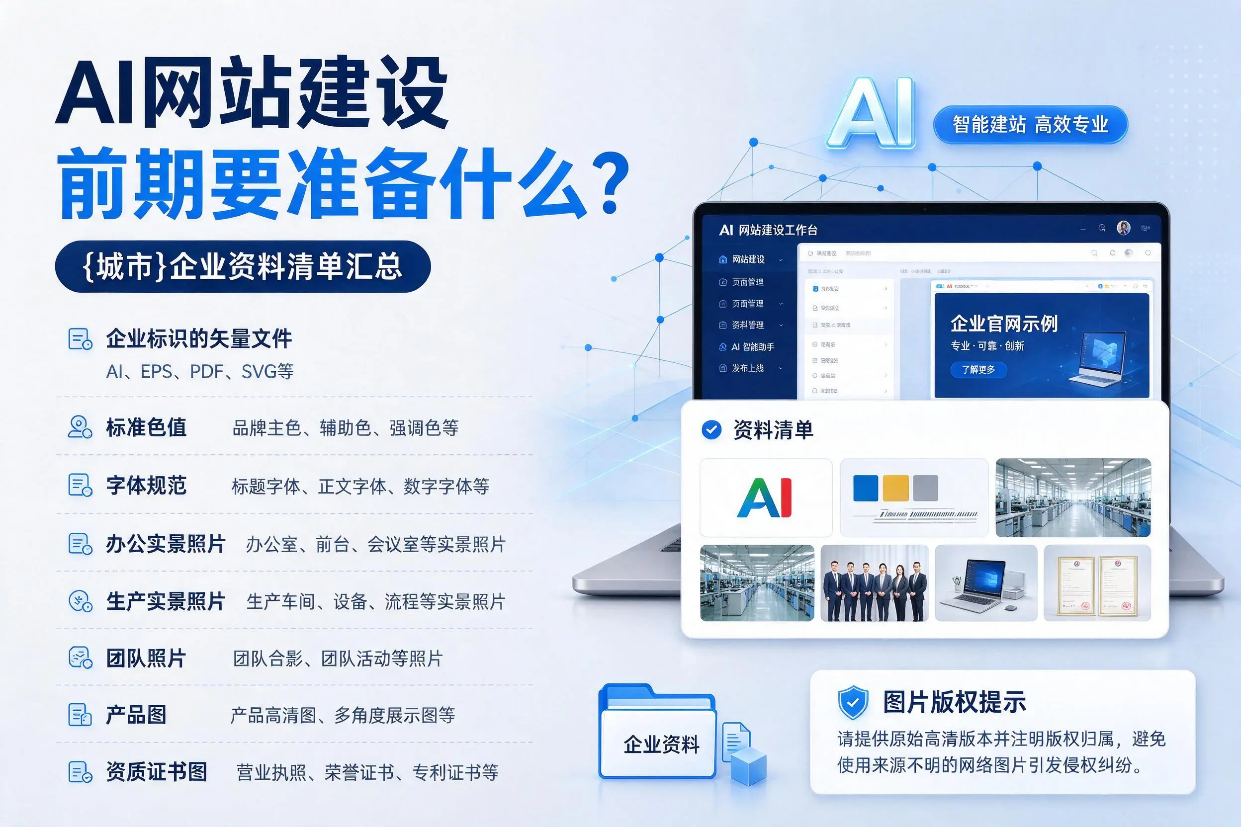 AI网站建设前期要准备什么?石家庄企业资料清单汇总