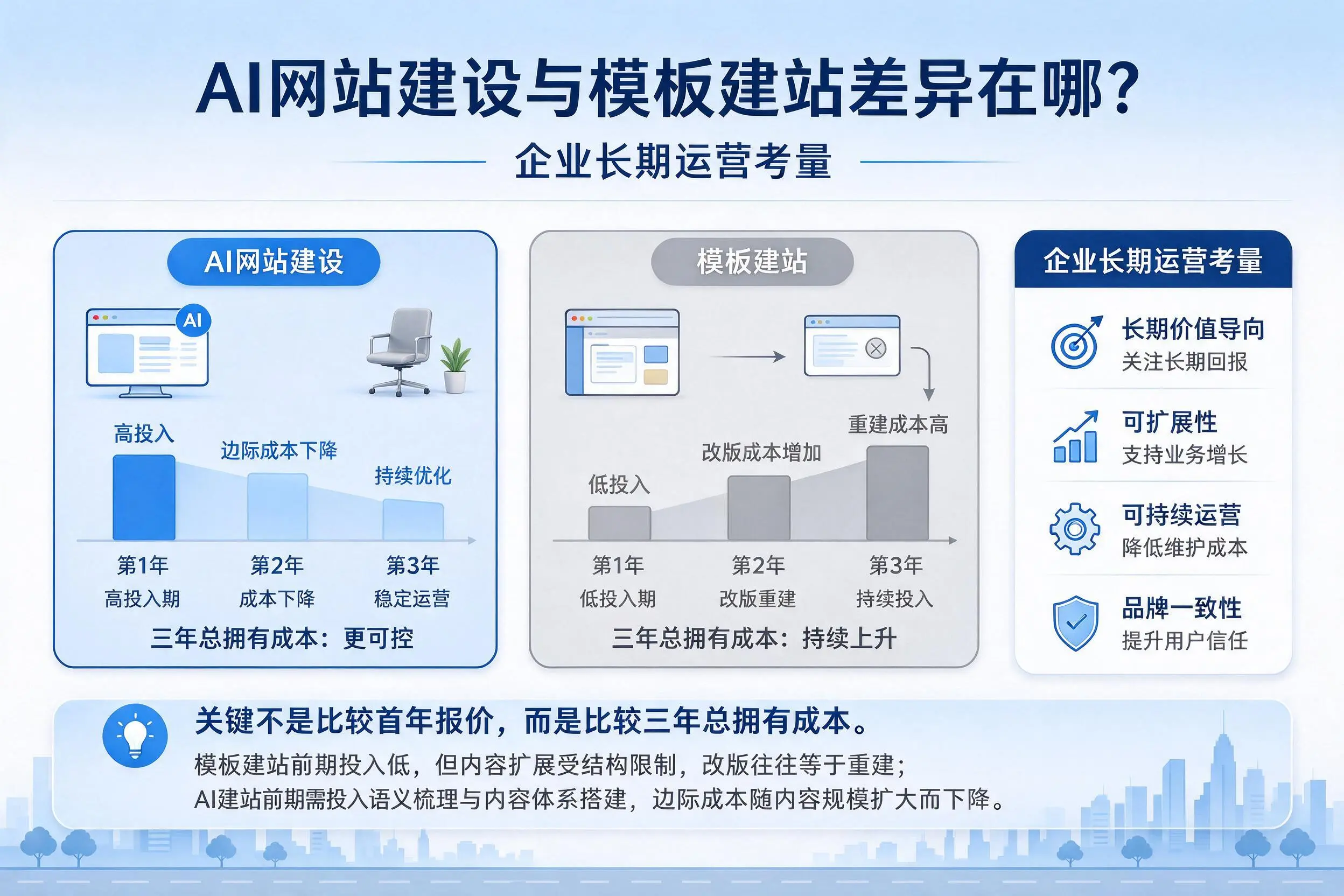 AI网站建设与模板建站差异在哪？石家庄企业长期运营考量