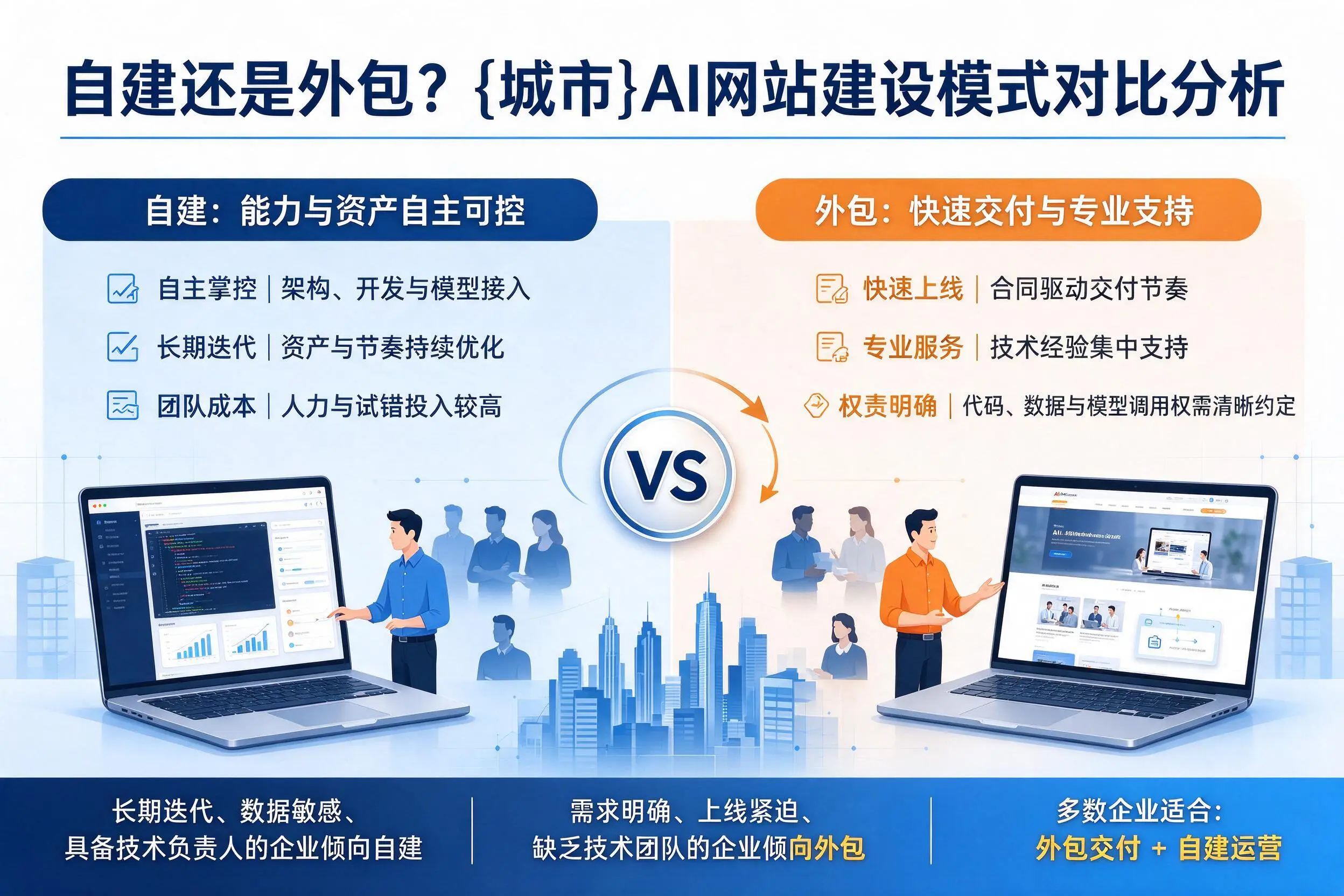 自建还是外包?石家庄AI网站建设模式对比分析